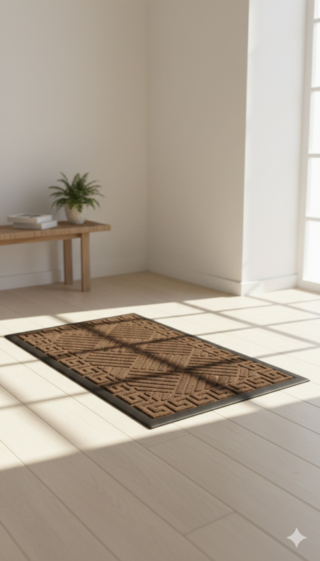 دعّاسة مدخل بلون بني أنيق 🤎✨ نقشة هندسية عصرية مع قاعدة مانعة للانزلاق، عملية وتتحمل الاستخدام اليومي. تحافظ على نظافة بيتك وتعطي مدخل منزلك لمسة مرتبة وفخمة 👌🏽